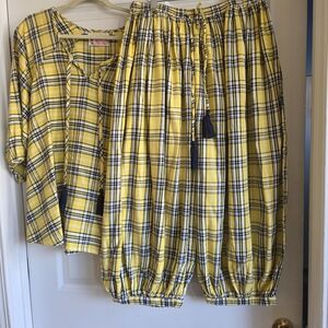 Yellow Plaid Two-Piece Set